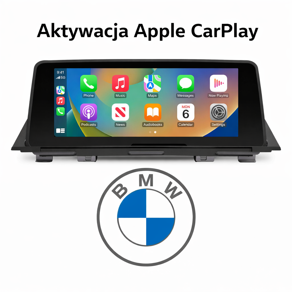 Ekran BMW iDrive z aktywnym Apple CarPlay w systemie NBT EVO